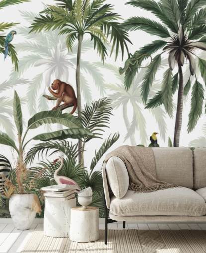 customizable jungle nursery mural called Jungle Jive Panorama by Kikki Belle for nurseries and play rooms