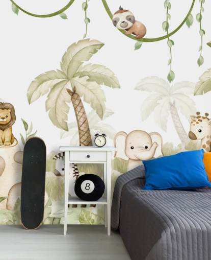 peinture murale personnalisable pour chambre d'enfant appelée Savannah Joy Panorama par Oliver Robins peinture murale personnalisable pour chambre d'enfant appelée Savannah Joy Panorama par Oliver Robins