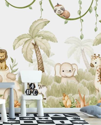 customizable nursery mural called Savannah Joy Panorama by Oliver Robins