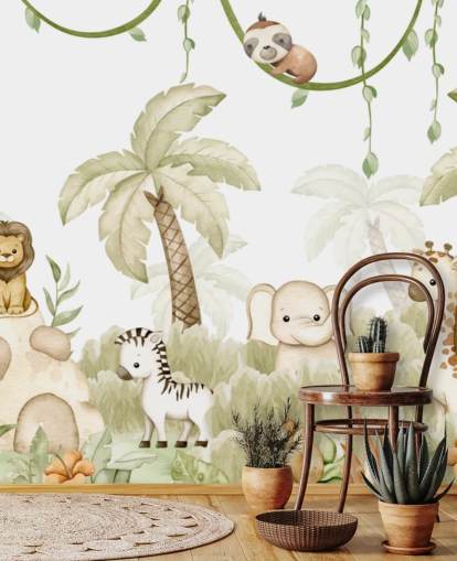 personalisierbares Kinderzimmer-Wandbild namens Savannah Joy Panorama von Oliver Robins