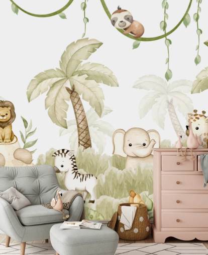 tilpassbart barnehage veggmaleri kalt Savannah Joy Panorama av Oliver Robins