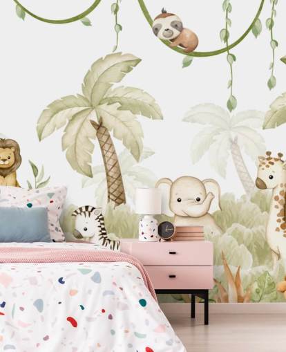 customisable nursery mural called Savannah Joy Panorama by Oliver Robins