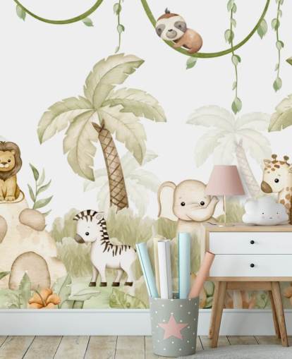 peinture murale personnalisable pour chambre d'enfant appelée Savannah Joy Panorama par Oliver Robins peinture murale personnalisable pour chambre d'enfant appelée Savannah Joy Panorama par Oliver Robins