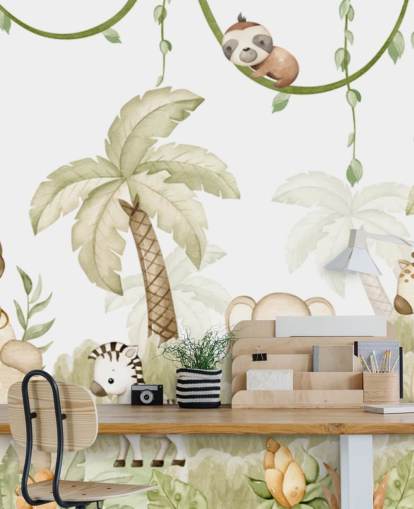customizable nursery mural called Savannah Joy Panorama by Oliver Robins