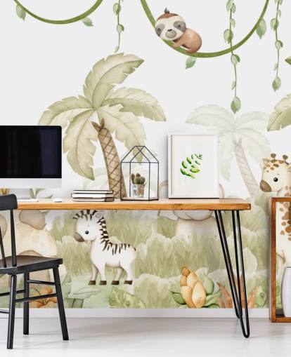 customizable nursery mural called Savannah Joy Panorama by Oliver Robins