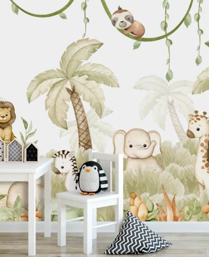 peinture murale personnalisable pour chambre d'enfant appelée Savannah Joy Panorama par Oliver Robins peinture murale personnalisable pour chambre d'enfant appelée Savannah Joy Panorama par Oliver Robins