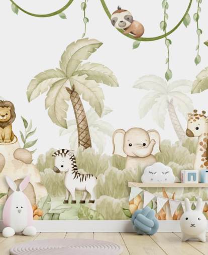 tilpassbart barnehage veggmaleri kalt Savannah Joy Panorama av Oliver Robins