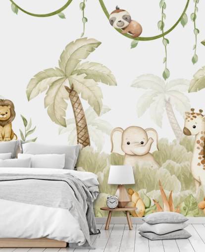 customizable nursery mural called Savannah Joy Panorama by Oliver Robins