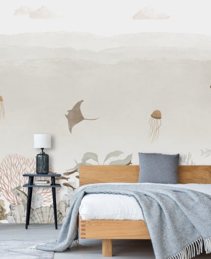 murale marrone personalizzabile per la cameretta chiamato Sensational Sea - Brown Panorama di Oliver Robins