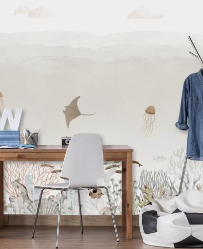 mural de berçário marrom personalizável chamado Sensational Sea - Brown Panorama de Oliver Robins mural de berçário marrom personalizável chamado Sensational Sea - Brown Panorama de Oliver Robins