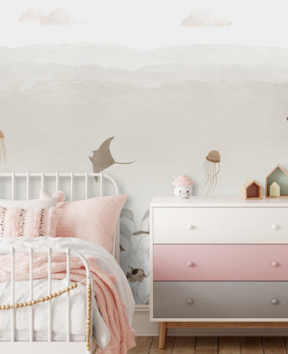 brown customizable nursery mural called Sensational Sea - Brown Panorama by Oliver Robins brown customizable nursery mural called Sensational Sea - Brown Panorama by Oliver Robins
