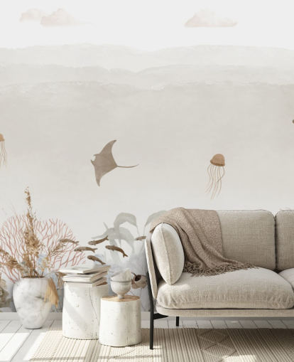 peinture murale marron personnalisable pour chambre d'enfant appelée Sensational Sea - Brown Panorama d'Oliver Robins peinture murale marron personnalisable pour chambre d'enfant appelée Sensational Sea - Brown Panorama d'Oliver Robins