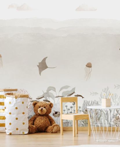 Braunes personalisierbares Wandbild für Kinderzimmer namens Sensational Sea - Brown Panorama von Oliver Robins Braunes personalisierbares Wandbild für Kinderzimmer namens Sensational Sea - Brown Panorama von Oliver Robins