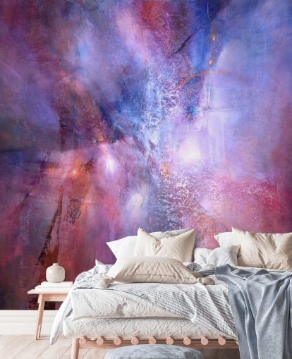 lilla og rosa tilpassbart abstrakt veggmaleri kalt A Fracture in the Indigo Dream av Annette Schmucker