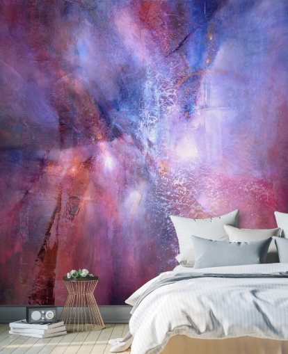 mural abstrato personalizável roxo e rosa chamado A Fracture in the Indigo Dream, de Annette Schmucker mural abstrato personalizável roxo e rosa chamado A Fracture in the Indigo Dream, de Annette Schmucker