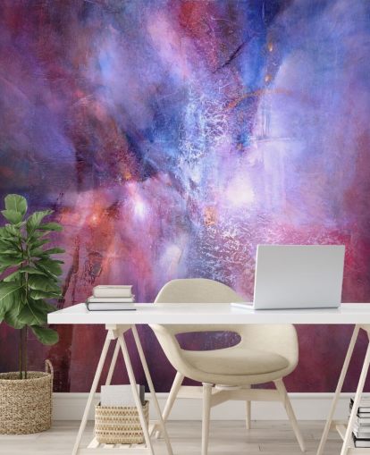 purple and pink customisable abstract mural called A Fracture in the Indigo Dream by Annette Schmucker