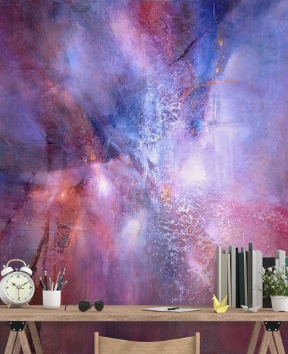 mural abstrato personalizável roxo e rosa chamado A Fracture in the Indigo Dream, de Annette Schmucker mural abstrato personalizável roxo e rosa chamado A Fracture in the Indigo Dream, de Annette Schmucker