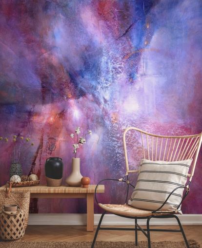 lilla og rosa tilpassbart abstrakt veggmaleri kalt A Fracture in the Indigo Dream av Annette Schmucker lilla og rosa tilpassbart abstrakt veggmaleri kalt A Fracture in the Indigo Dream av Annette Schmucker