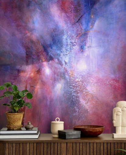 mural abstrato personalizável roxo e rosa chamado A Fracture in the Indigo Dream, de Annette Schmucker mural abstrato personalizável roxo e rosa chamado A Fracture in the Indigo Dream, de Annette Schmucker