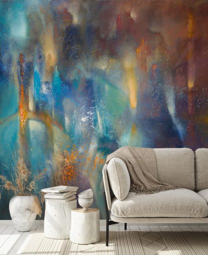 mural abstracto moderno y colorido llamado Form in Flux de Annette Schmucker para dormitorios, estudios y espacios creativos mural abstracto moderno y colorido llamado Form in Flux de Annette Schmucker para dormitorios, estudios y espacios creativos