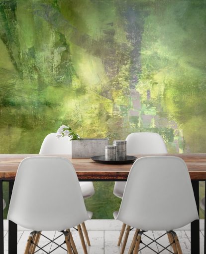 murale astratto verde personalizzabile chiamato Gilded Green with a Trace of Violet di Annette Schmucker murale astratto verde personalizzabile chiamato Gilded Green with a Trace of Violet di Annette Schmucker