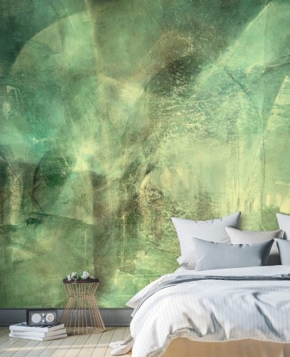 vihreä mukautettu abstrakti seinämaalaus nimeltä Hall of Emerald Light, kirjoittanut Annette Schmucker