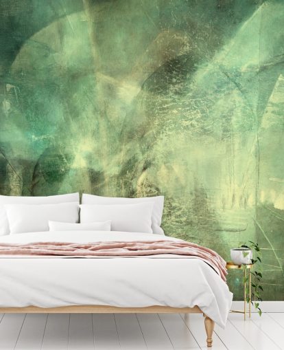 vihreä mukautettu abstrakti seinämaalaus nimeltä Hall of Emerald Light, kirjoittanut Annette Schmucker vihreä mukautettu abstrakti seinämaalaus nimeltä Hall of Emerald Light, kirjoittanut Annette Schmucker