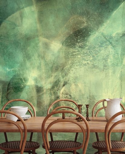 mural abstrato personalizado verde chamado Hall of Emerald Light de Annette Schmucker