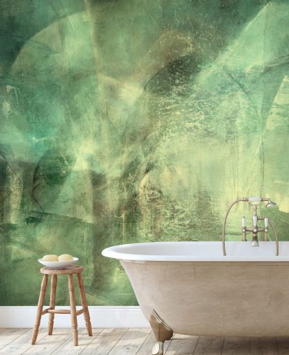 green custom abstract mural called Hall of Emerald Light by Annette Schmucker