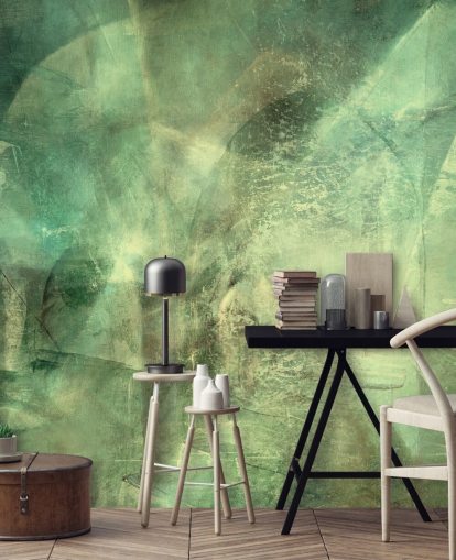 mural abstracto personalizado verde llamado Hall of Emerald Light de Annette Schmucker mural abstracto personalizado verde llamado Hall of Emerald Light de Annette Schmucker