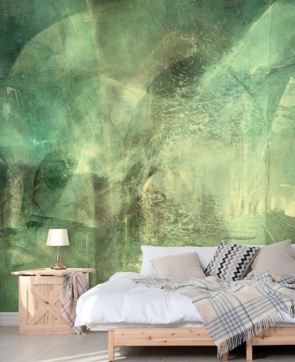 peinture murale abstraite personnalisée verte appelée Hall of Emerald Light par Annette Schmucker peinture murale abstraite personnalisée verte appelée Hall of Emerald Light par Annette Schmucker