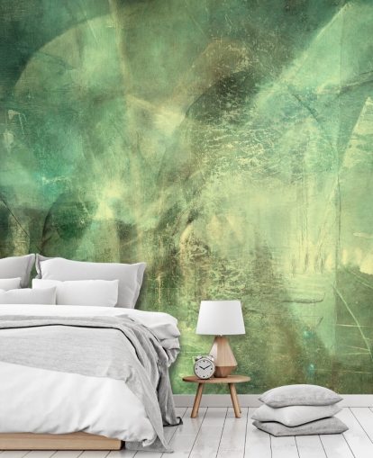 murale astratto personalizzato verde chiamato Hall of Emerald Light di Annette Schmucker murale astratto personalizzato verde chiamato Hall of Emerald Light di Annette Schmucker