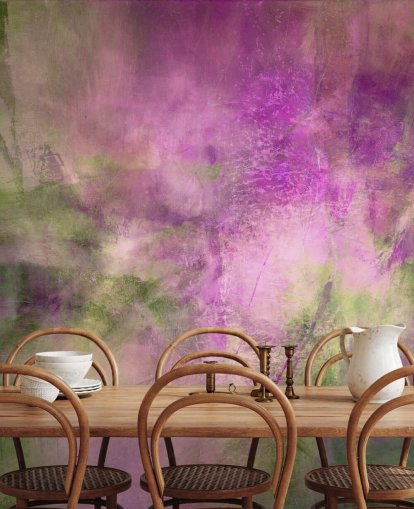 murale astratto personalizzabile verde e viola chiamato Moss Green in Purple Light di Annette Schmucker murale astratto personalizzabile verde e viola chiamato Moss Green in Purple Light di Annette Schmucker