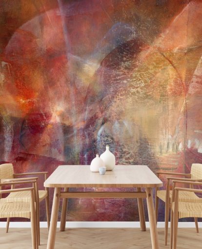 murale astratto personalizzabile rosso e arancione chiamato Threshold of the Velvet Sun di Annette Schmucker murale astratto personalizzabile rosso e arancione chiamato Threshold of the Velvet Sun di Annette Schmucker
