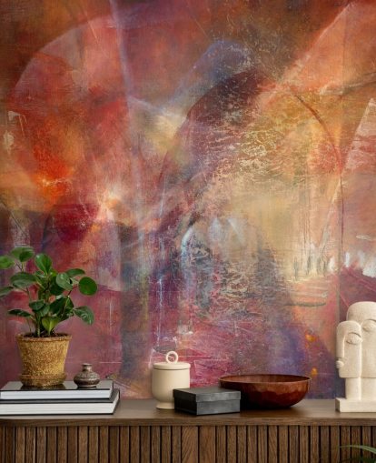 red and orange customisable abstract mural called Threshold of the Velvet Sun by Annette Schmucker red and orange customisable abstract mural called Threshold of the Velvet Sun by Annette Schmucker