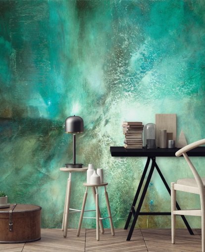 teal customisable abstract mural called Translucent Terrain by Annette Schmucker for bathrooms, bedrooms and kitchens teal customisable abstract mural called Translucent Terrain by Annette Schmucker for bathrooms, bedrooms and kitchens