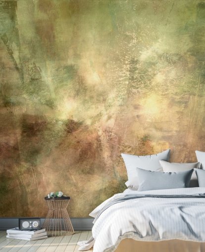 grön och brun abstrakt väggmålning kallad Verdant Ground Inner Light av Annette Schmucker