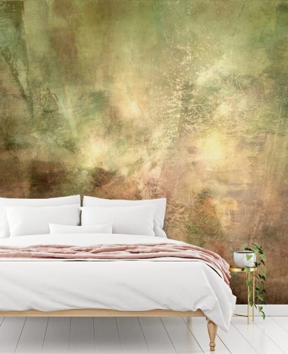 green and brown abstract mural called Verdant Ground Inner Light by Annette Schmucker