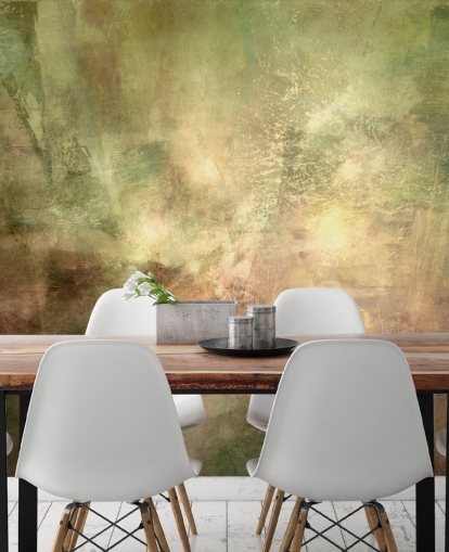 green and brown abstract mural called Verdant Ground Inner Light by Annette Schmucker