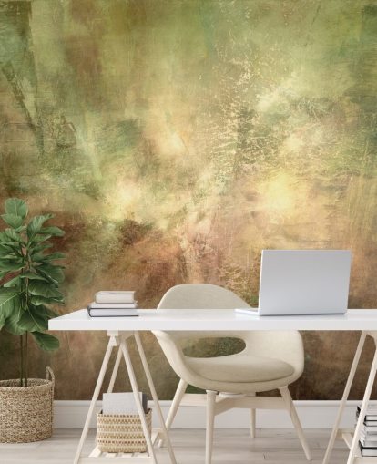 green and brown abstract mural called Verdant Ground Inner Light by Annette Schmucker