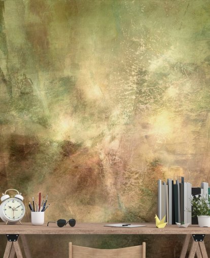 green and brown abstract mural called Verdant Ground Inner Light by Annette Schmucker