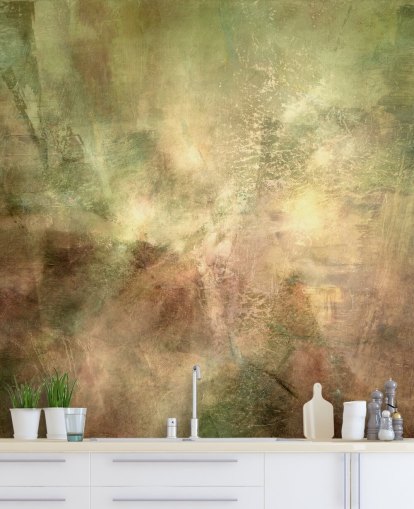 grün-braunes abstraktes Wandbild mit dem Titel Verdant Ground Inner Light von Annette Schmucker grün-braunes abstraktes Wandbild mit dem Titel Verdant Ground Inner Light von Annette Schmucker