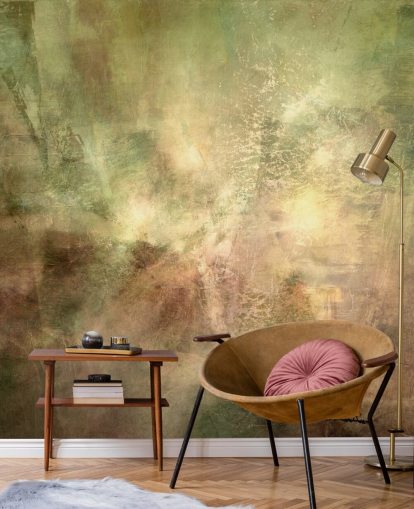 green and brown abstract mural called Verdant Ground Inner Light by Annette Schmucker