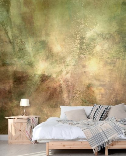 green and brown abstract mural called Verdant Ground Inner Light by Annette Schmucker