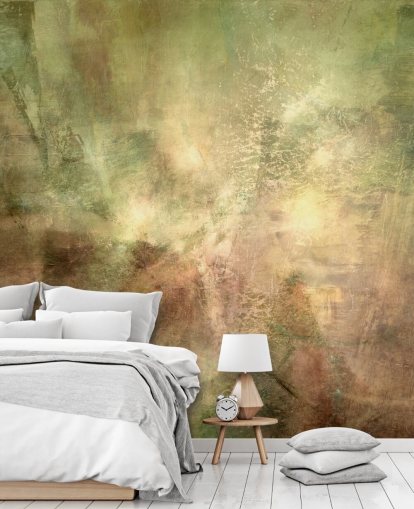 grön och brun abstrakt väggmålning kallad Verdant Ground Inner Light av Annette Schmucker