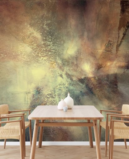 murale abstraite naturelle intitulée Where Earth Holds the Light d'Annette Schmucker pour les chambres à coucher, les salons et plus encore