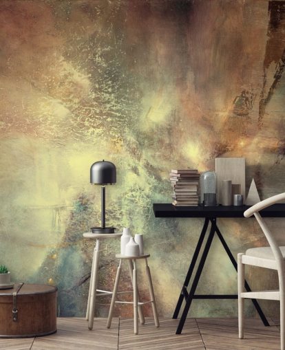 natural abstract mural called Where Earth Holds the Light by Annette Schmucker for bedrooms, living rooms and more