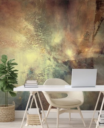 natural abstract mural called Where Earth Holds the Light by Annette Schmucker for bedrooms, living rooms and more