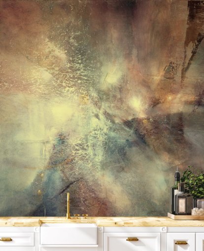 naturlig abstrakt veggmaleri kalt Where Earth Holds the Light av Annette Schmucker for soverom, stuer og mer