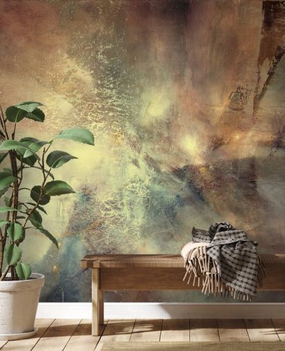 mural abstrato natural chamado Where Earth Holds the Light, de Annette Schmucker, para quartos, salas de estar e muito mais